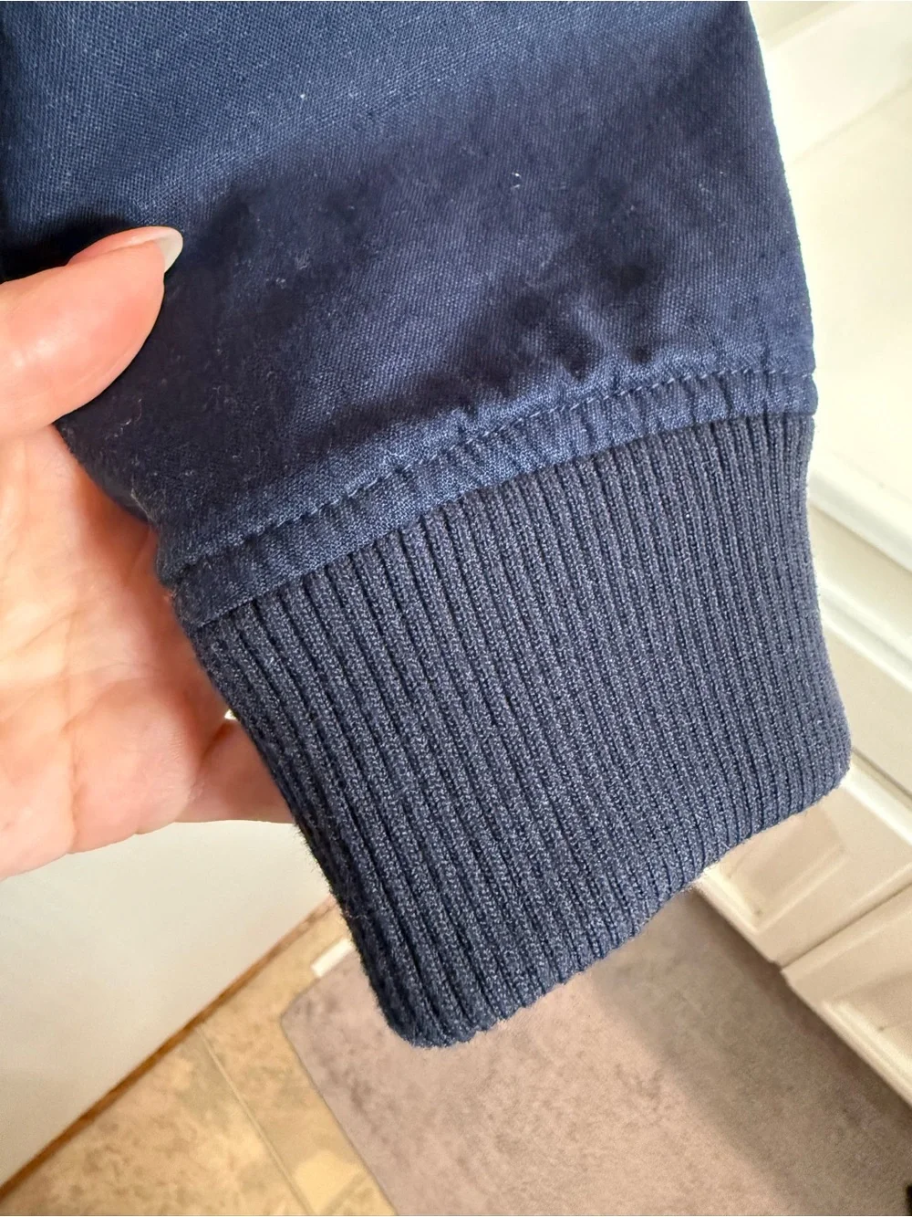 Banana Republic Linen Navy Blue Bomber Jacket
